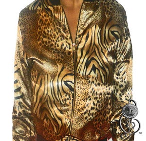Image of Womens Eye Of The Tiger Silk Cropped Jacket