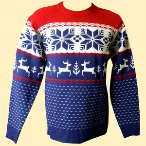 Image of Unisex Winter Wonderland Knitted Christmas Jumper/Sweater (Blue)