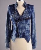 Image of STUDDED  ACID WASH DENIM JACKET