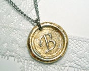Image of NEW brilliant gold flake MINI wax seal pendant by Ritzy Misfit