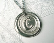 Image of Brighter, shinier silver wax seal stamped "mini" monogram necklace By Ritzy Misfit