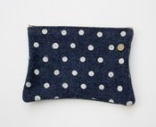 Image of polka dot denim zipper pouch