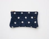 Image of polka dot denim mini coin purse