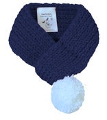 Image of SOLID BLUE SCARF WITH POM POM