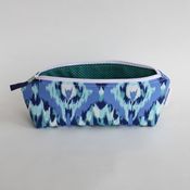 Image of pencil pouch - blue ikat