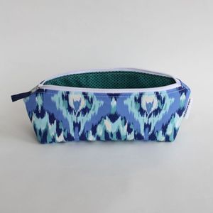 Image of pencil pouch - blue ikat