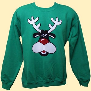 Image of Unisex Rudolph the Red Nosed Reindeer Sweatshirts (Green)