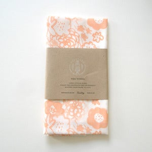 Image of Flowers Tea Towel - Peach