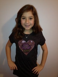 Image of Peace, Love, and Cupcakes Rhinestone Tee