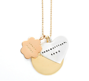 Image of 14kt The Moon, Rose Gold Inner Peace, and Silver Unconditional Love