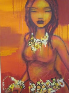 Image of "Hotty" Mixed Media on Canvas by Mau Mau