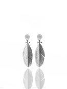 Image of Silver Large Snow Feather Earrings