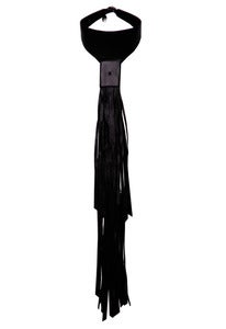 Image of Le Smoking black long fringed leather tie + colors