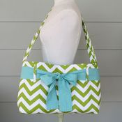 Image of messenger bag - lime green chevron 