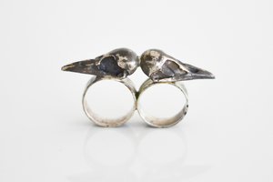 Image of Double Knuckle Raven Skull Ring