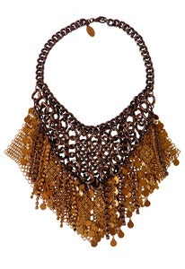 Image of Gilded chainmaille, filigree and crystal necklace