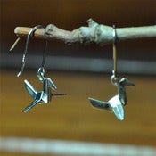 Image of Sterling Silver Origami Crane Earrings