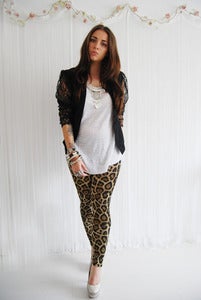 Image of Black blouse with lace sleeves
