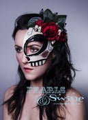 Image of "La Calavera Catrina" Mexican Day of the Dead Half Mask Halloween Pop Surreal Headdress