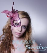 Image of "Savanna" Pink Flamingo Half Mask Fascinator Halloween Pop Surreal Headdress
