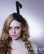 Image of "Melody" Musical Note Veiled Fascinator Veiling Black Glitter 
