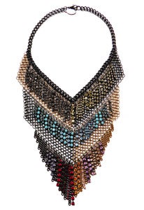 Image of Grand Checkerboard ombre crystal and chainmaille necklace