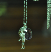 Image of Articulated Sterling Silver Skeleton with tumbled faceted Citrine Drop