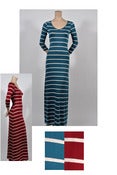 Image of Maroon and Cream Striped Jersey Maxi Dress