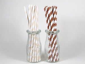 Image of Natural Striped Paper Straws
