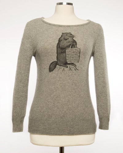 Image of "Mr. Chuck" Womens Cashmere Sweater -Grey