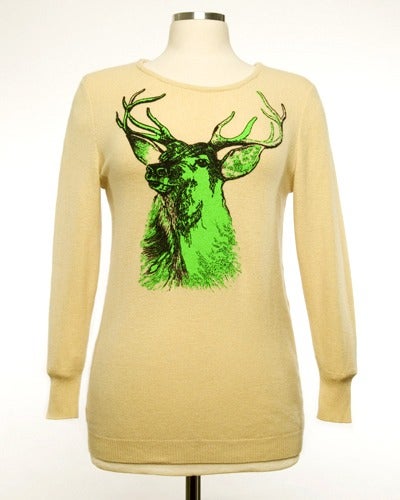 Image of "Buck" Womens Cashmere Sweater - Pale Yellow