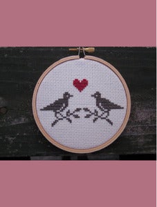 Image of Lovebirds Cross-Stitch Do-It-Yourself kit by Chez-Sucre-Chez