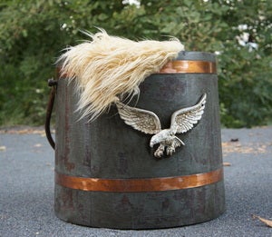 Image of Vintage "Green Antiqued" Hard Wood and Copper Pail