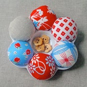 Image of Blossom Pincushion - Red & Blue - Sold Out!