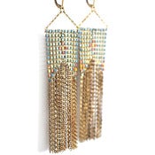 Image of Heraldic Banner Mesh Earrings - Sage Multi