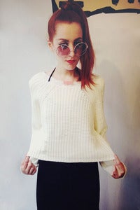 Image of knit cable detail crop jumper