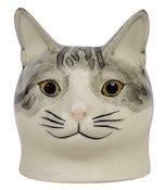 Image of GREY AND WHITE CAT EGG CUP