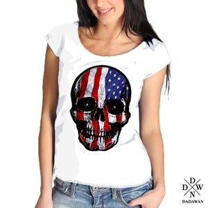Image of T-shirt Hell Yeah Thug Life American Skull by Dadawan 