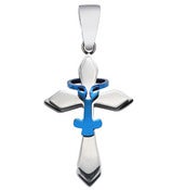 Image of Catholic Religious Stainless Steel Cross Blue