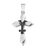 Image of Catholic Religious Stainless Steel Cross Black Female