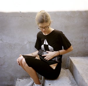 Image of Mary Meyer baseball tee & knit pencil skirt