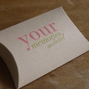 Image of 50 Letterpress Large Pillow Boxes in Kraft or White