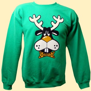 Image of Unisex Dopey Dasher the Reindeer Christmas Sweatshirt (Green)