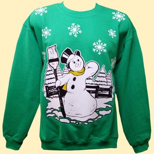 Image of Unisex Jack Frost Christmas Sweatshirt - Green