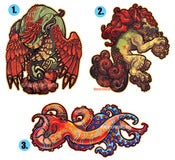 Image of Quetzalcoatl/Foo Dog/Octopus Stickers