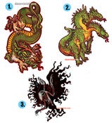 Image of Eastern Dragon/Hydra/Crow Skeleton Stickers
