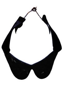 Image of Kitten patent leather and silk ribbon collar 