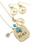 Image of Peace Necklace and Earring Set Friendship Set 
