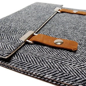 Image of iPad case in gray herringbone
