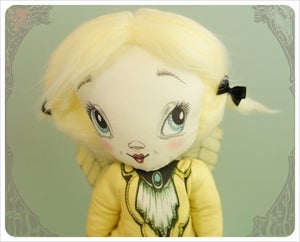 Image of Lemon Chiffon - Lady Lou - Crinoline Fairy Rag Doll by the Filigree